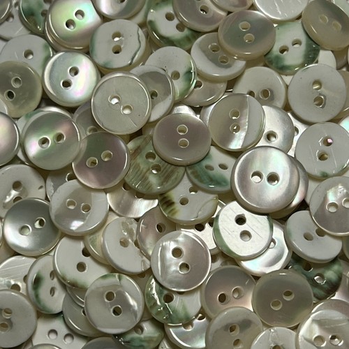 Japanese Natural Oyster Shell Shirting Buttons Green Back 8mm 9mm 11mm 13mm 2h - Picture 5 of 12
