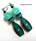 Turquoise & Black Earrings Coins  handmade artisan  Made by Hand Statement Love — photo 3
