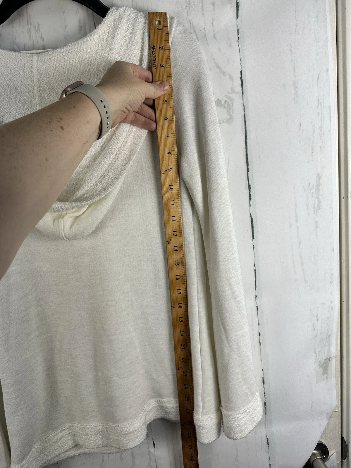 OFF WHITE Felpa con cappuccio Fresh Laundry S avorio pullover elasticizzato Terry svasata manica a campana
