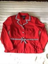 SAG HARBOR Size 8 Button Up Vintage Blazer Jacket Shoulder Pads Bow EXCELLENT