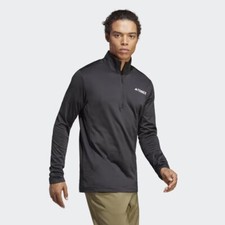 adidas Mens Terrex Shirt L XL Black 1/2 Zip Running Training Fitness HT9502
