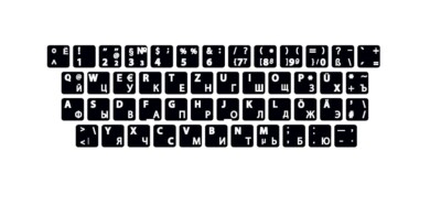 Deutsch-Russische Tastatur-Aufkleber RUS-DE schwarz WEISS  NEU QWERTZ 13x 13mm