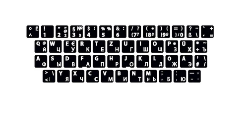 Deutsch-Russische Tastatur-Aufkleber RUS-DE schwarz WEISS  NEU QWERTZ 13x 13mm