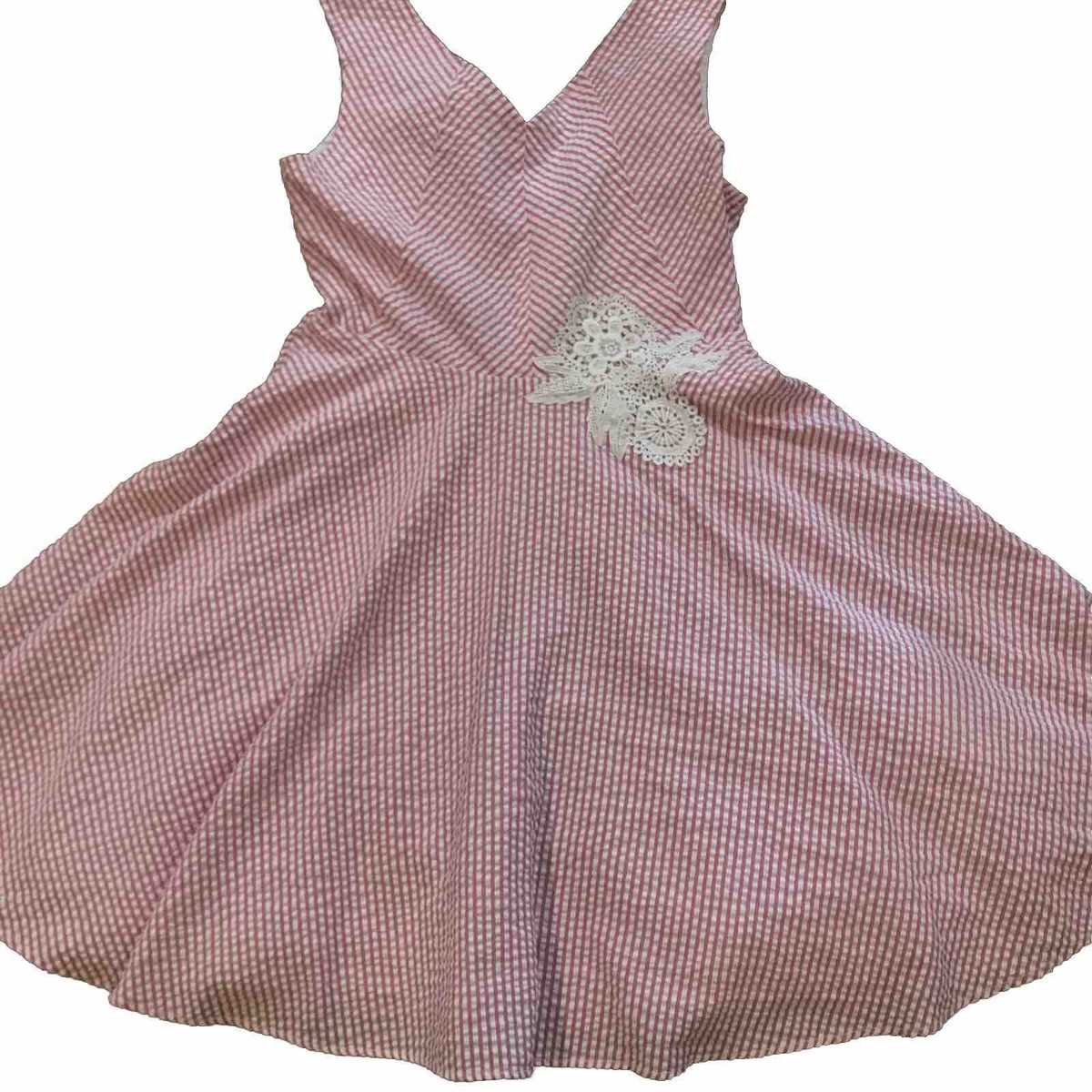 Rare Editions Girls Size 14 Pink And White Embroidery Dress