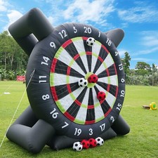 10FT Giant Inflatable Soccer Darts Board with 8pcs Soccer Balls 370w Blower