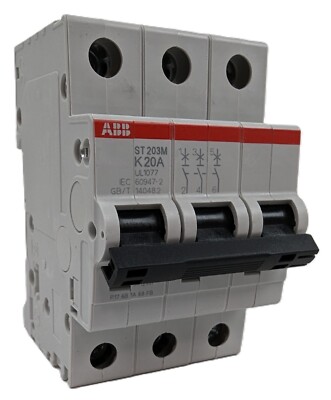ABB ST203M-K20 Circuit Breaker 20A 240/480Vac 3Pole Din Rail 2CDS273334R0487 NEW
