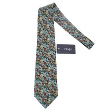 Drake's NWT Neck Tie in Blue / Multicolor Mini Floral Print 100% Silk