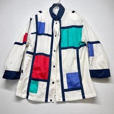 Vintage Spencer Douglas Windbreaker Jacket Womens Medium White Color Block Nylon