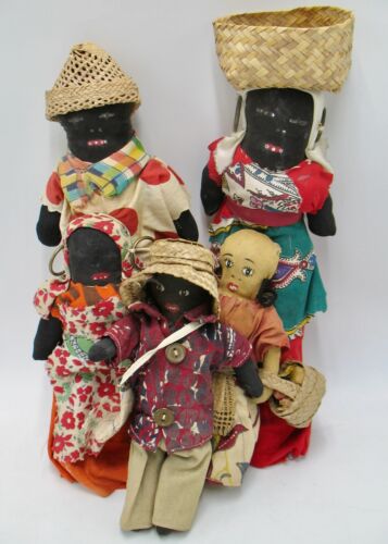 Vintage Cloth Black Carribean Family of Dolls - Picture 1 of 3