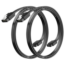SATA Cable III 18 Inch 2-Pack , 7-Pin Straight Angle Connector, 6Gbps SATA Data