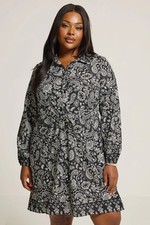 Yours Curve Women's Plus Size Paisley Print Mini Shirt Dress
