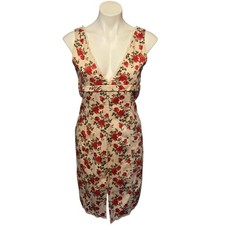 Forever 21 Cream Dress With Roses Size Large Lace Neckline Flawed