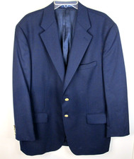 Vintage Chaps Ralph Lauren Blazer Men's 44R Pure New Wool Blue Gold Buttons