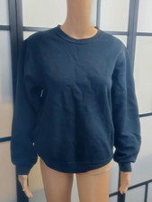 Women"s Black Sweatshirt Plain Crewneck Long Sleeves