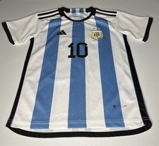 Lionel Messi Argentina National Team Blue White Soccer Jersey Kids 24 S/M
