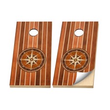Premium Cornhole Vinyl Wraps - 3M Decal - Nautical Marine Woodgrain Boat Deck