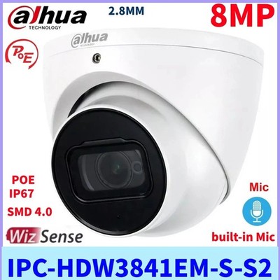 Dahua 8MP IPC-HDW3841EM-S-S2 WizSense Mic IR 30m SMD Security IP Camera 2.8mm