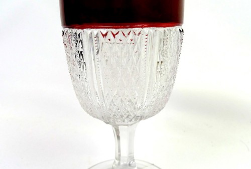 EAPG National Glass Paneled Diamond Ruby Stain Antique 6" Souvenir Goblet 1900- - Picture 5 of 11
