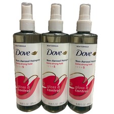 3-PACK Dove Non-Aerosol Hairspray 5 Extra Strong Hold Gloss Control 9.25oz ea