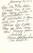 MAMIE DOUD EISENHOWER - AUTOGRAPH LETTER SIGNED 01/29/1977