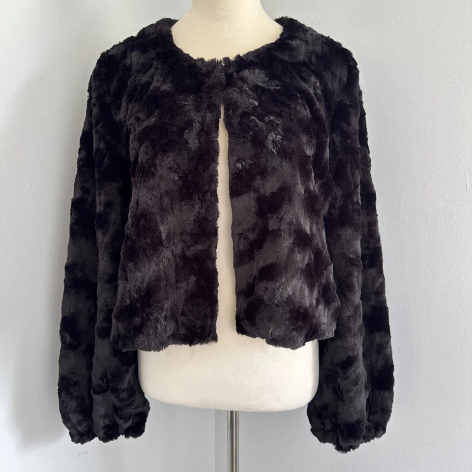 Chaqueta corta Perceptions New York negra de piel sintética para mujer XL fiesta navideña Foto 3 de 4