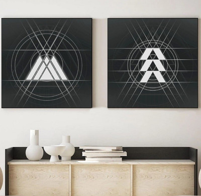 XL LEINWAND BILD-SET BIS 200x95x5 GEOMETRISCHE ORNAMENTE GRAU MODERN ABSTRAKTES