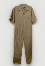 Dickies Short Sleeve Coveralls Overalls Mens Large Khaki Tan Mechanic