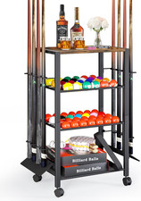 Pool Stick Holder Rack Stand for 8 Cue Sticks - Billiard Game Room Storage Cart