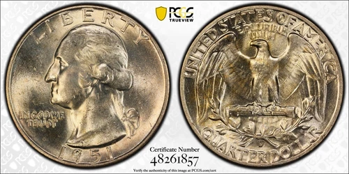 1951-D Washington Quarter PCGS AU58