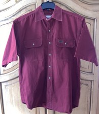 Vintage Carhartt Mens Short Sleeve Button Up Shirt Medium Regular 2 Pocket Red