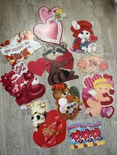 Lot Of 10 Vintage Valentines Day Die Cuts Paper Wall Decor Eureka  Bears HEARTS