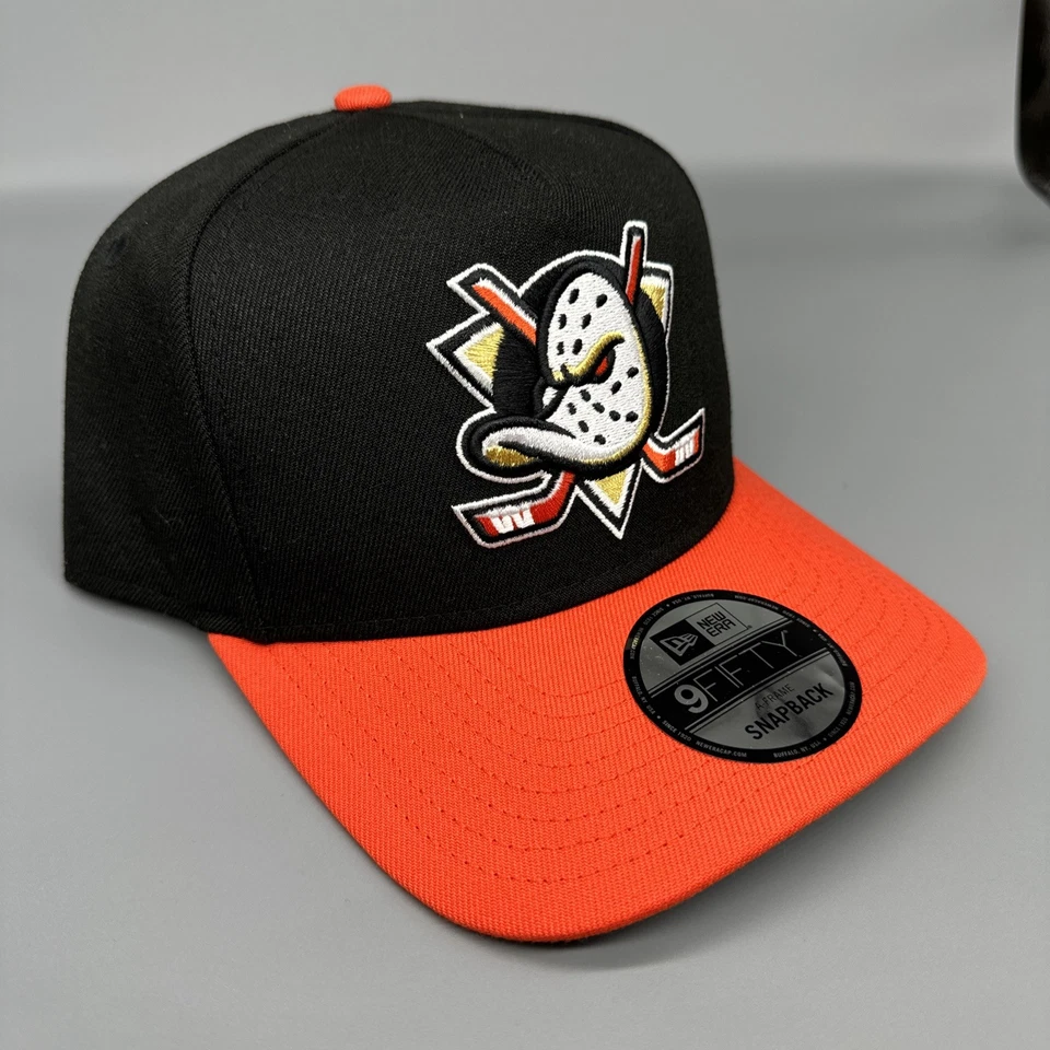 Anaheim Mighty Ducks New Era 9Fifty Marco A Ajustable SnapBack Sombrero Negro/Naranja Foto 3 de 4
