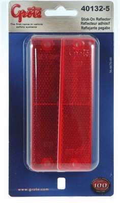 Grote 40132-5 Red Mini Stick On Screw Mount Rectangular Reflectors  Pair 2-Pack