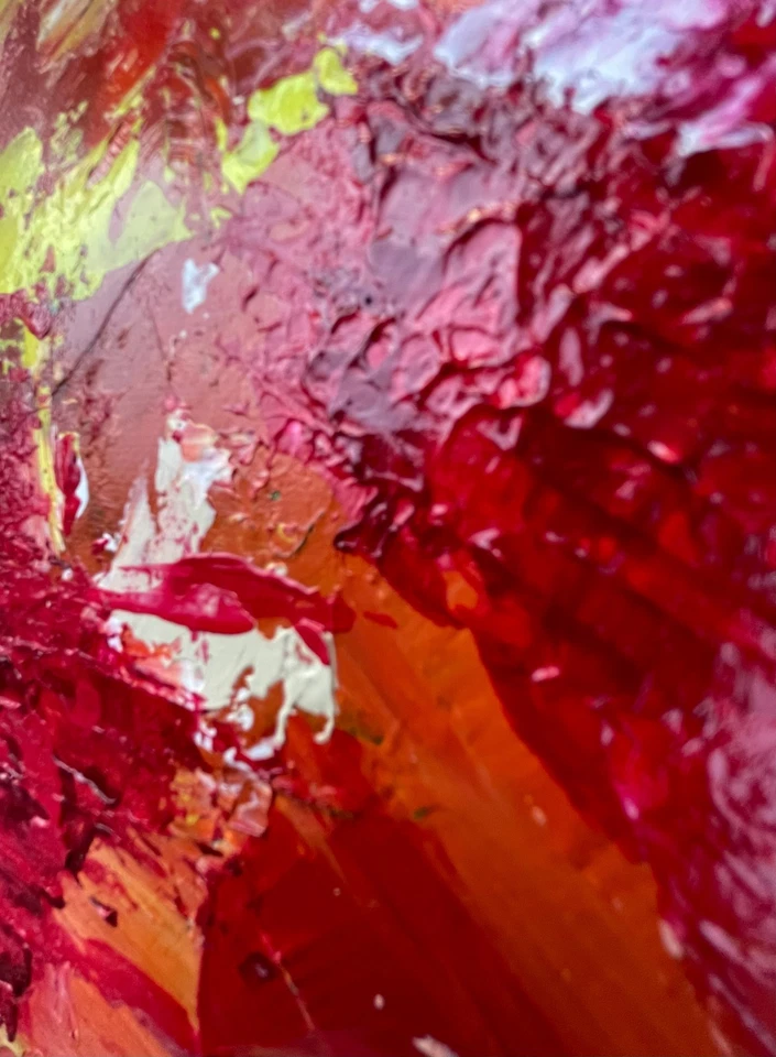 Original  "Red-Haired Woman" 20x20 Canvas Expressionism Abstract Design Home Art - Image 4 of 4