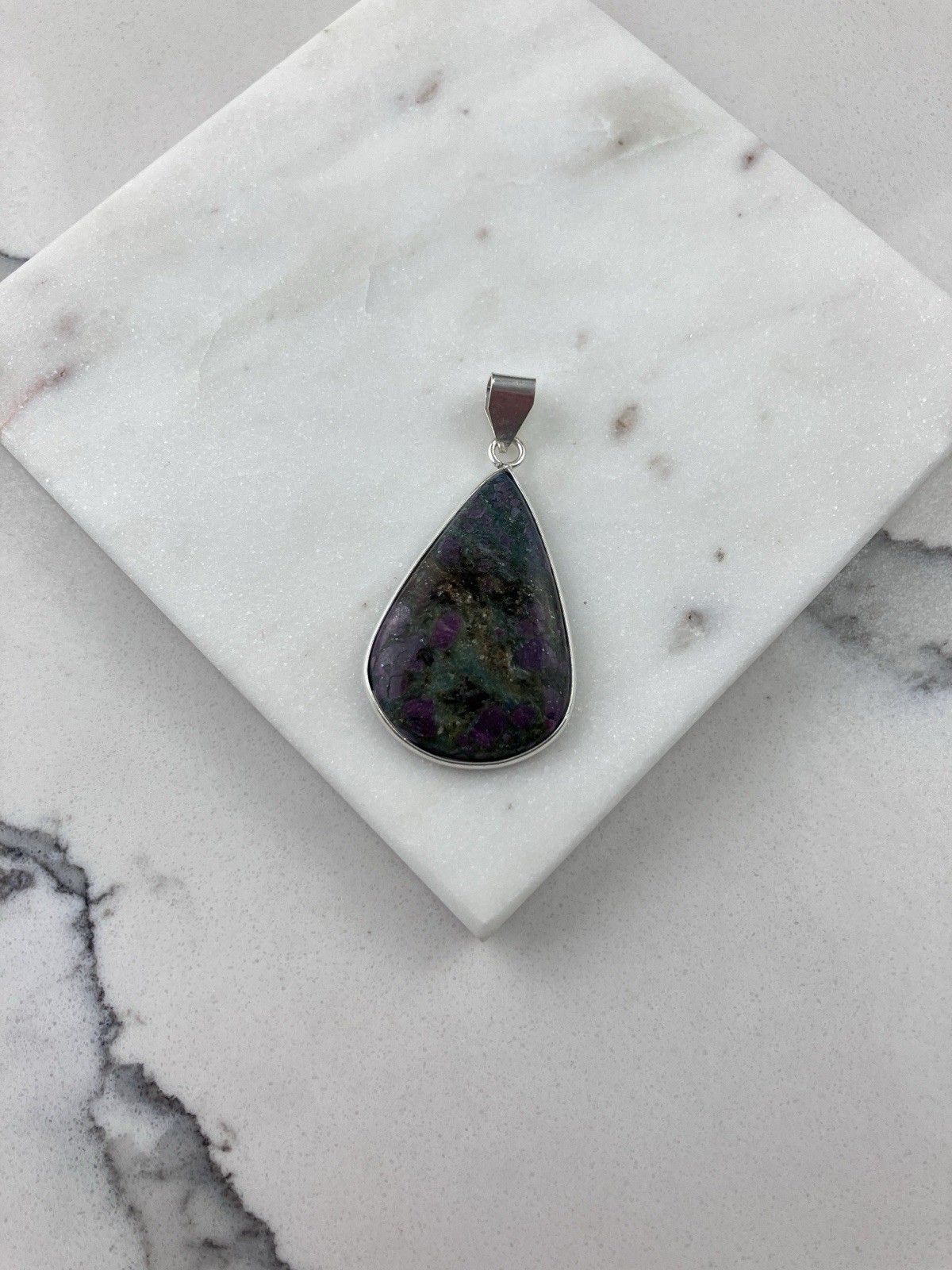 925 Sterling Silver Ruby Zoisite Gemstone Teardro… - image 5
