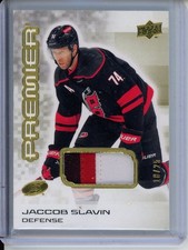 2024-25 Premier Jacob Slavin /25 Gold Premium Material Jersey Hurricanes