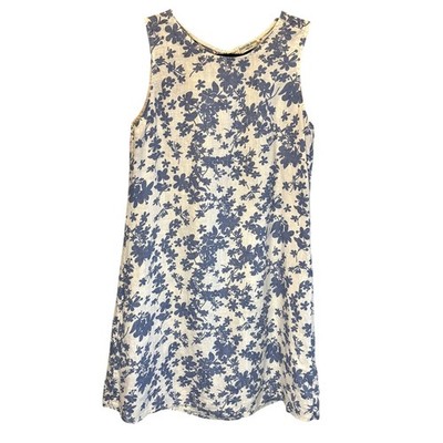 Terzo Millennio Sleeveless Blue & White Floral Linen Dress - size Small