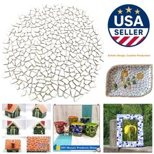 Classic Polished White Mosaic Tiles - 350 Irregular Pieces for Stunning Crafts