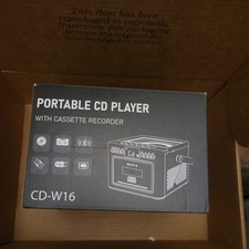 CD-W16 Portable CD Player with Cassette Recorder Bluetooth, USB, AUX, TF Card.