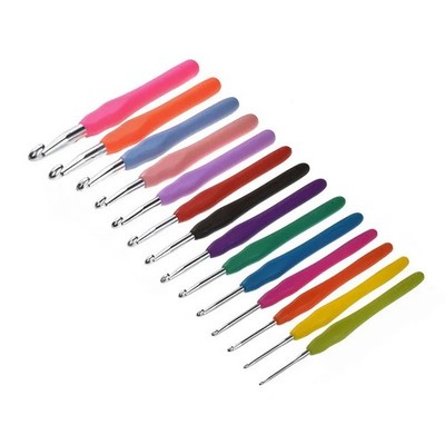 Häkelnadel Set 1x Soft Grip Ergonomische Aluminium Haken 1mm-10mm Farbcodiert