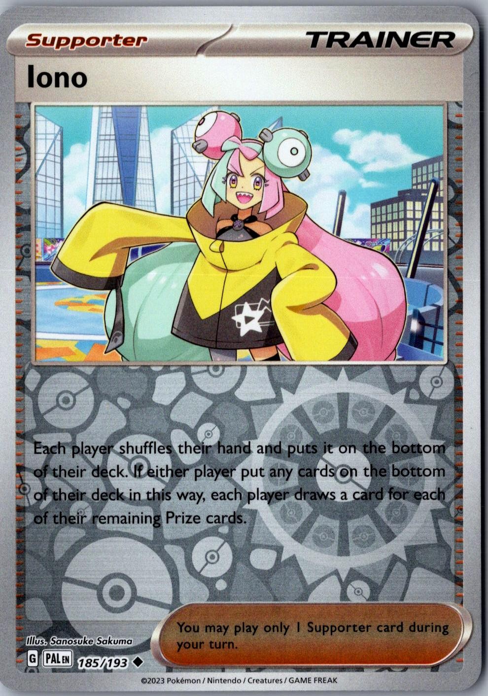 Iono Reverse Holo 185/193 Uncommon SV02: Paldea Evolved LP Pokemon Card