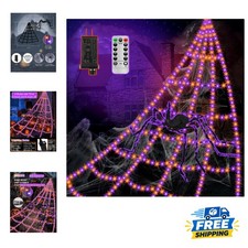 Giant 16.4ft Spider Web LED Lights with 4ft Spider - 550 Bright Colors