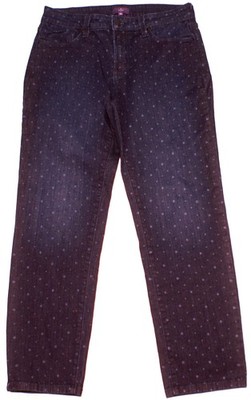 Nydj Polka Dot Straight Leg Jeans Womens 8 Dark Blue Stretch Denim (30X27)