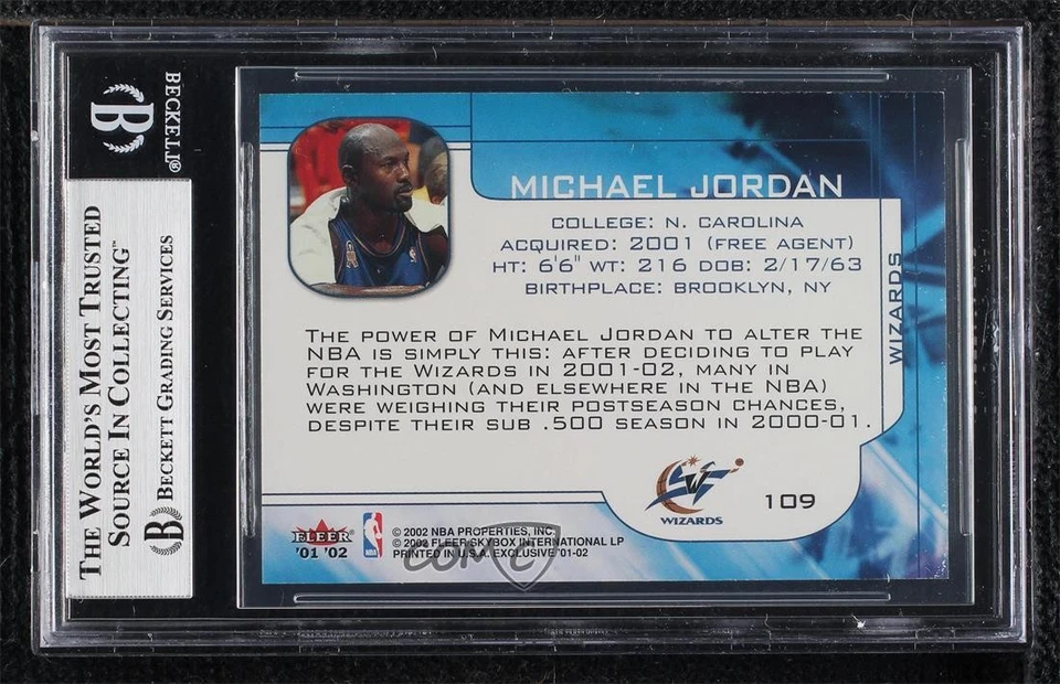 2001-02 Fleer Exclusive Members Only Michael Jordan #109 BGS 8 HOF - Image 2 of 2
