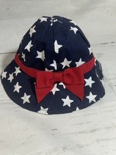 GYMBOREE ALL AMERICAN STYLE NAVY w/ STARS N RED BOW SUN HAT 3/6 M