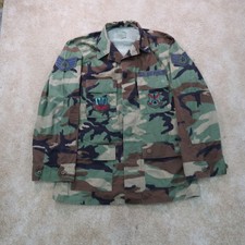Vintage US Air Force Hot Weather Coat BDU woodland Camouflage Medium Long