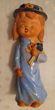 VINTAGE TerracottaPottery Spain Little Girl 9  Blue Dress Jullar Levante Ceramic