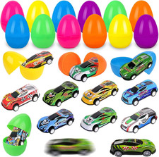 12 Pack Prefilled Easter Eggs with Toys Inside, Easter Eggs Filled Pull Back Rac