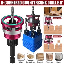 6PCS Woodworking Countersink Drill Bit Set with Adjustable Depth Stop Control