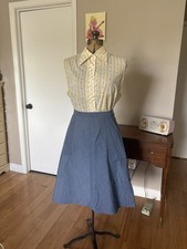 VTG 1950s/60s Handmade Chambray Wrap Skirt with Pockets 34 Waist